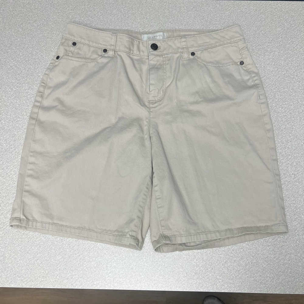 Talbots Womens Curvy Khaki Shorts Size 10P Pockets 8" Inseam‎